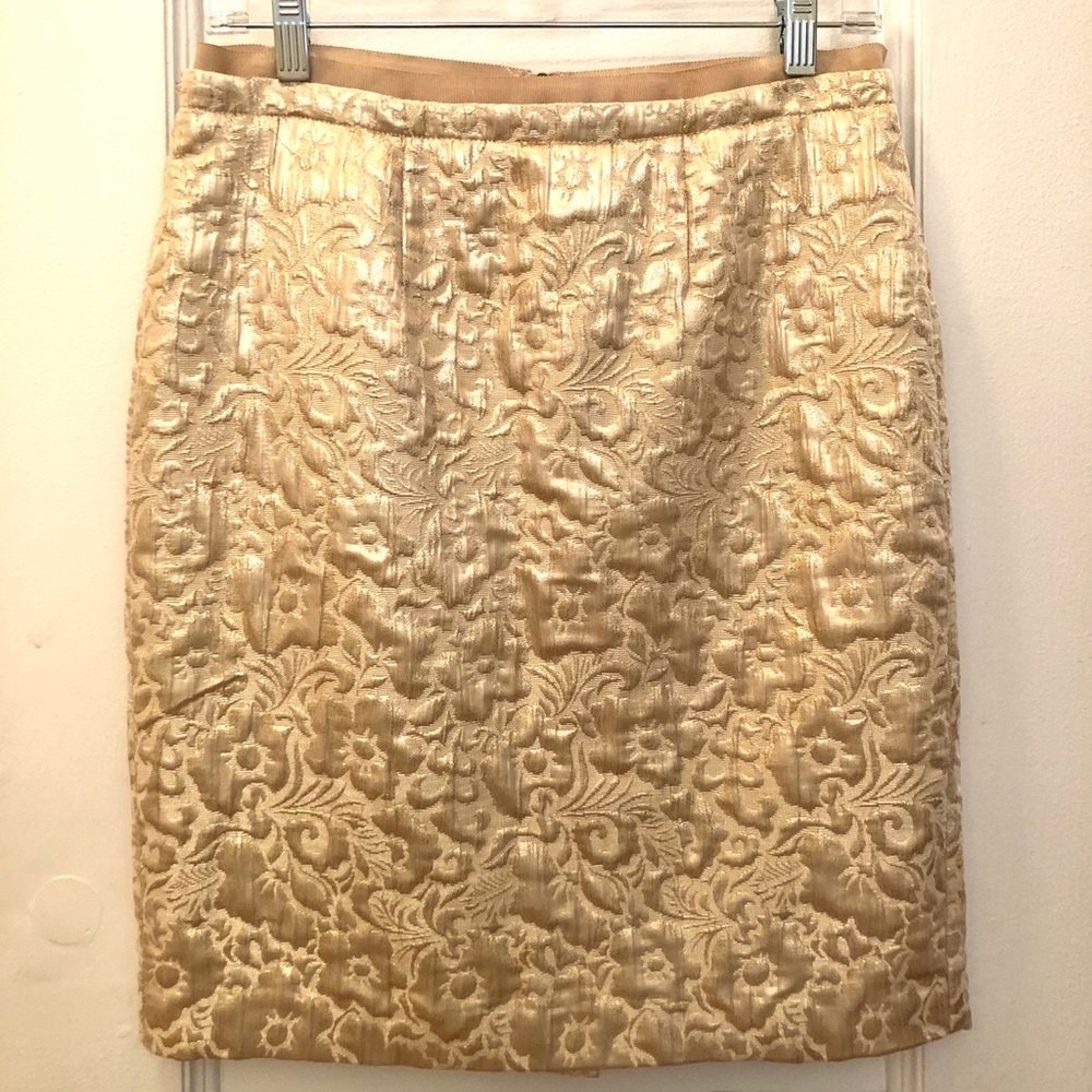 LOFT champagne brocade/jacquard pencil skirt